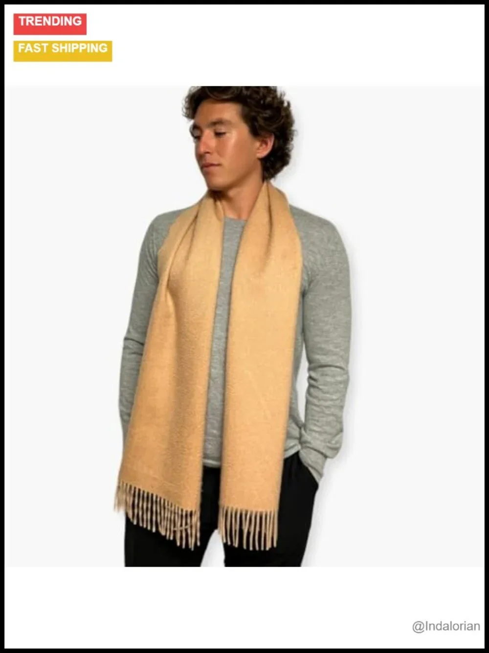 100% Lambswool Scarf 72x13 Shawl Wrap Unisex Winter